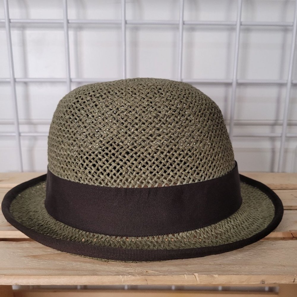 Delux Green Straw Cloche Hat size 7 1/8 Medium - Picture 5 of 7
